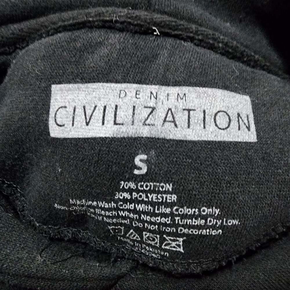 Denim Civilization Black Hoodie with Melting Triple Smiley Face Embroidery - Picture 5 of 8